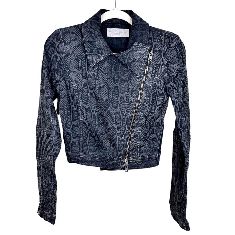 Stella McCartney Moto Biker Jacket SZ 38 US 4/6 Like New Black/Gray - Picture 4 of 16
